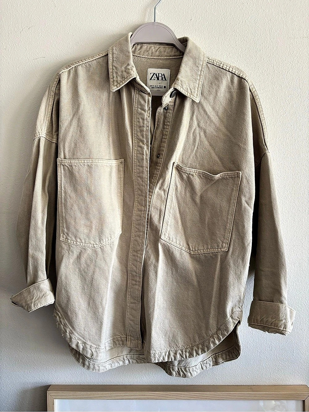 Zara Cotton Utility Jacket Beige XS